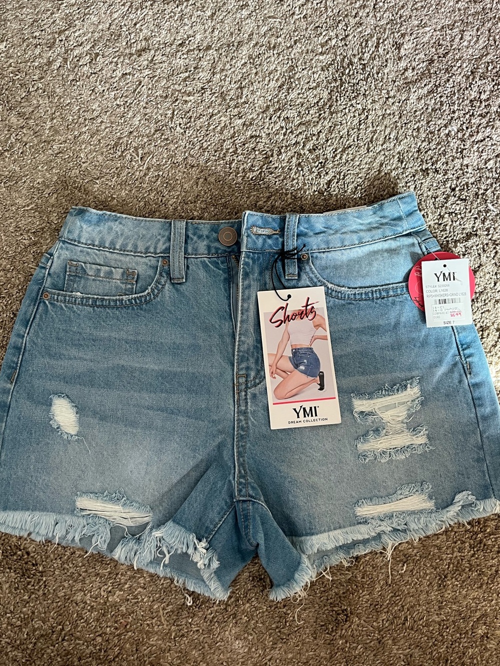 YMI Light Wash Distressed Denim Cutoff Shorts